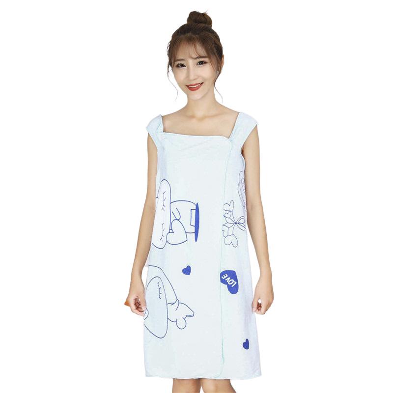 Cartoon Print Wearable Adult Bath Skirt Towel - Thick, Soft, Non-Shedding Beach Towel
