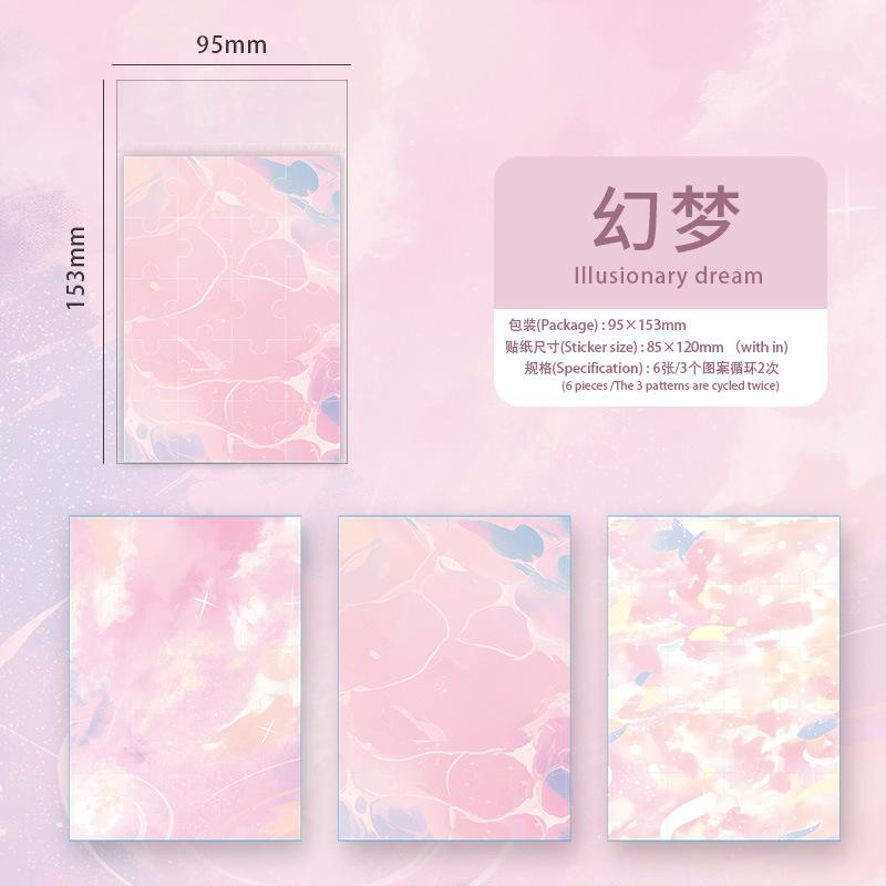 Watercolor Gradient Stickers - 6pcs Beautiful Blend Decals for Journal & Scrapbooking