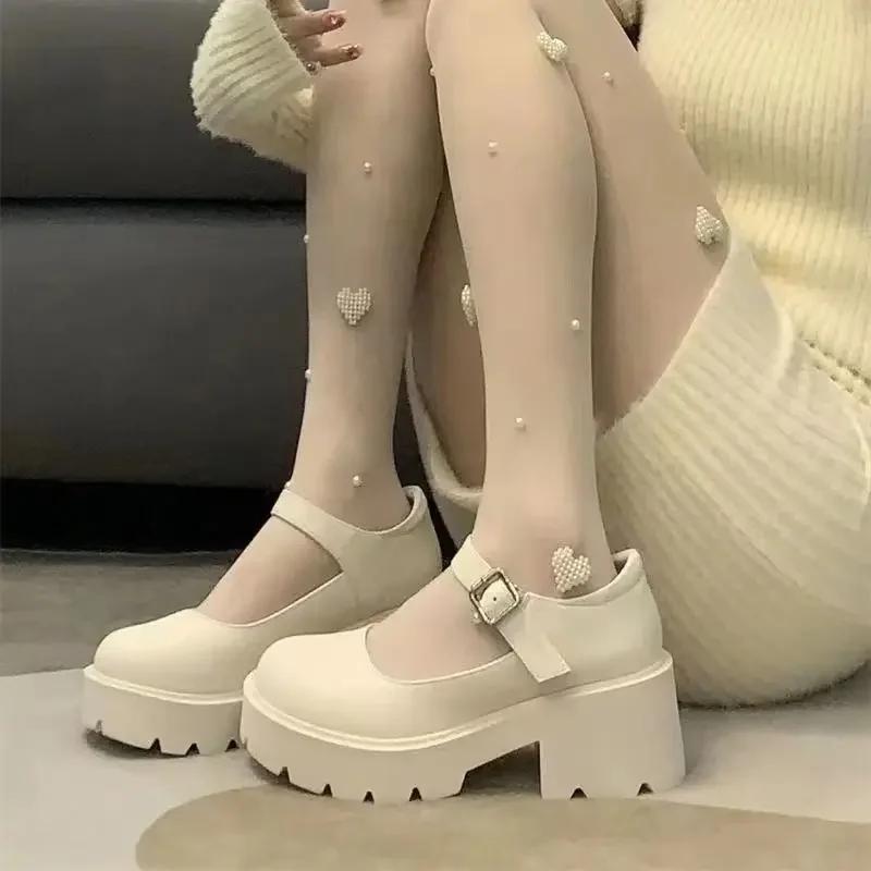 Mary Jan Shoes New Style Women's British High Heels Lolita Shoes Thick Base Single Shoes Small Leather Vintage