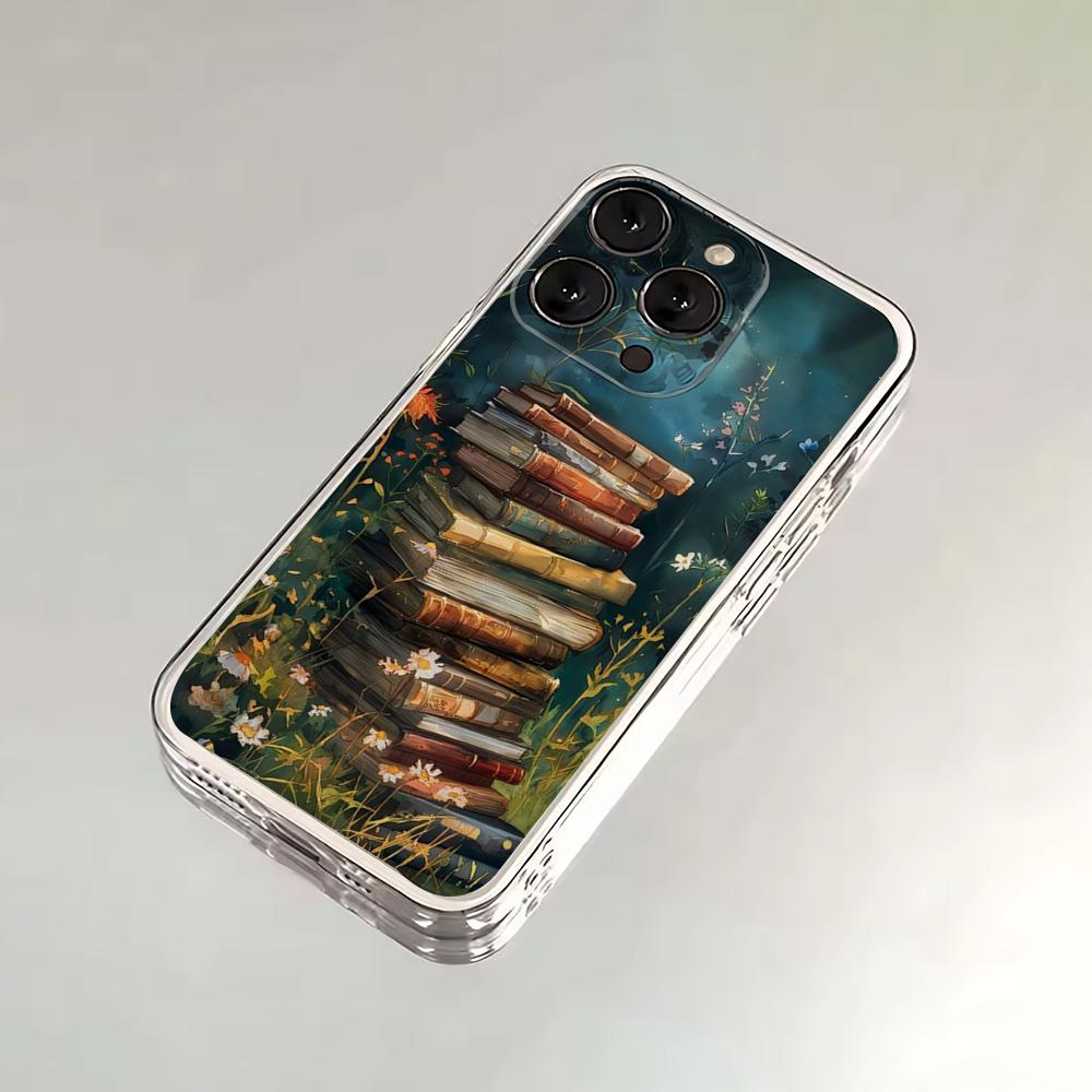 

Read Books illustration Phone Case For iPhone 16,15,14,13,12,11 Plus,Pro,Max,XR,XS,X,7,8 SE,Mini Transparent Silicone Soft iPhone11PRO