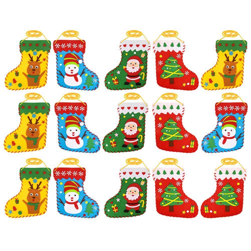 20 PCS Christmas Socks DIY Children's Handmade Non-woven Educational Toys Felt Sewing Kits Kids