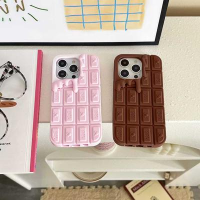 Creative Cartoon 3D Chocolate Phone Case For Iphone 16 Pro Max 15 14 Plus 13 12 11 Pro Max Funny Soft Silicone Cover
