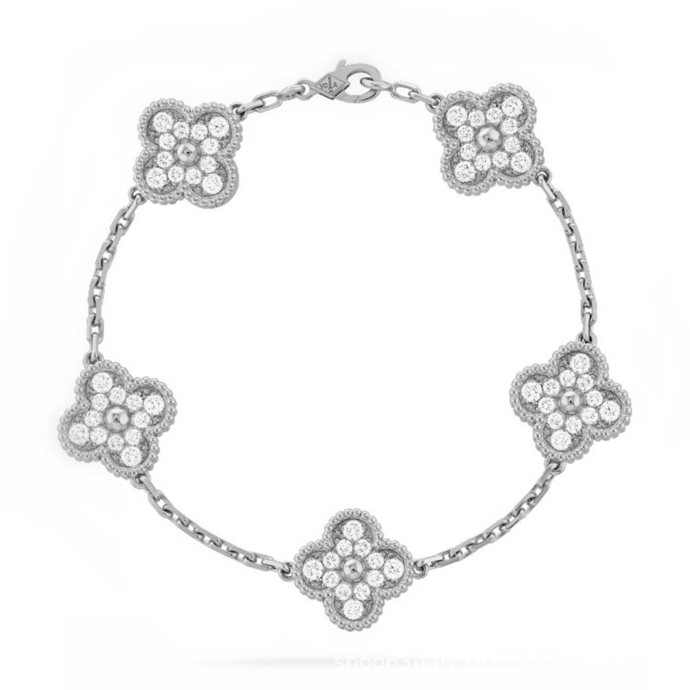 High-quality Version Clover Bracelet Five-flower Agate and Mother-of-pearl Bracelet Six-flower Laser-cut Chalcedony Jewelry/bangle