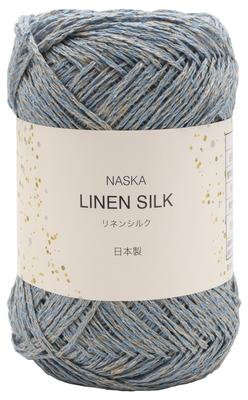 NASKA Tricô à Mão Linho Médio 172m Fio, Seda, Fino, COL. 513, Azul, 54% Linho, 46% Seda, Aprox.. 40g,