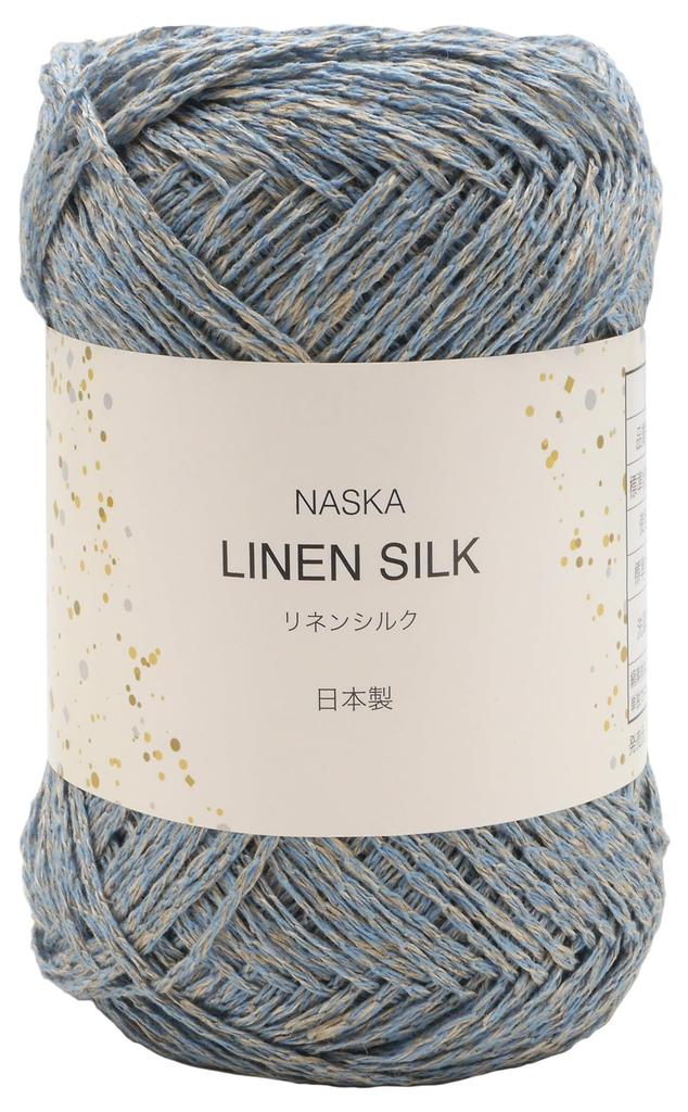 NASKA Hand Knitting Linen Medium 172m Yarn, Silk, Fine, COL. 513, Blue, 54% Linen, 46% Silk, Approx. 40g,