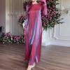 Women's Fashionable Casual Round Neck Long Sleeved Solid Color Dress