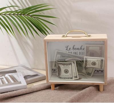 Holz Bastel-Sparschwein mit Transparentem Glas für das Urlaubsgeschenk von Kindern