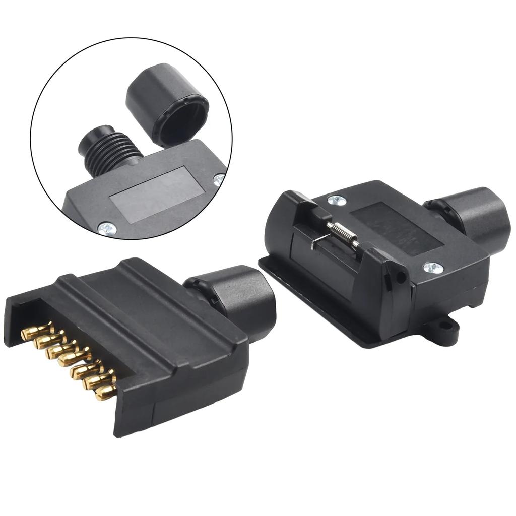 Connector Flat Trailer Plug RV Frosted Socket Set Cross Slotted Copper Needles Flat Trailer Plug 7Pin Hot Sale