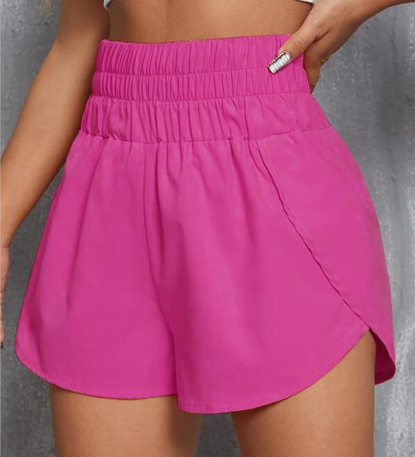 

Summer women s shorts high waist casual and comfortable versatile straight sports running fitness shorts 2XL рожевий червоний колір