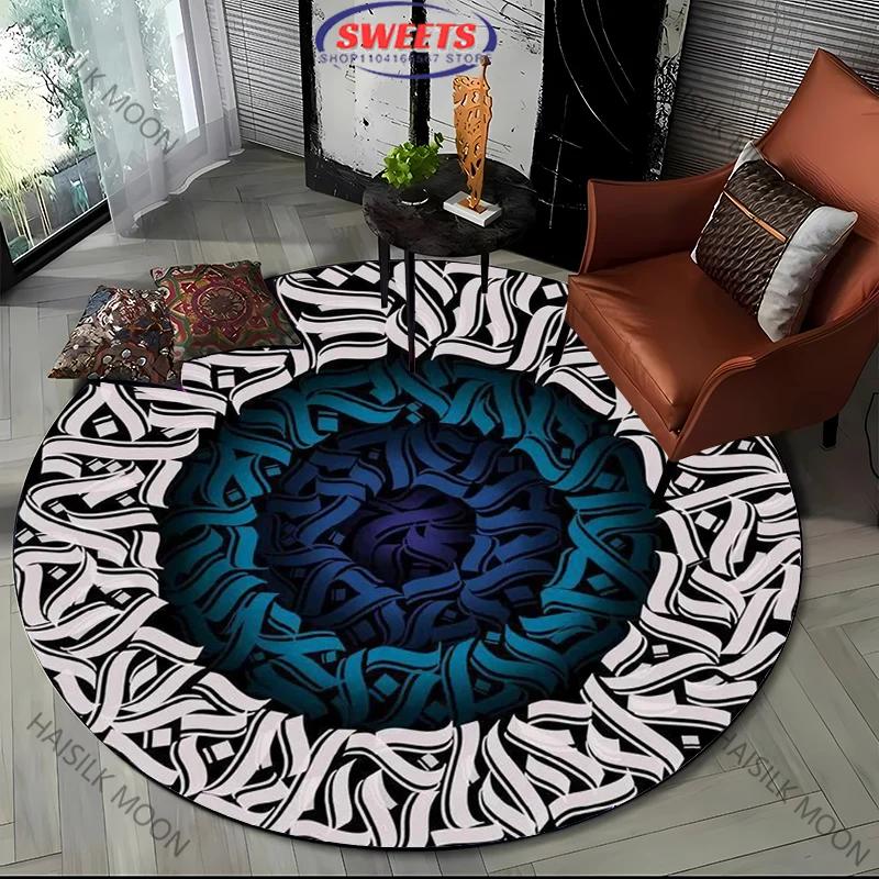1PC Mystery Art Style Word Print Round Carpet Living Room Bedroom Sofa All Seasons Mat Modern Decorative Rug Top 10 Holiday Gift