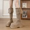 Small Man Height Increase Over Knee High Boots Women's 2025 Autumn New Retro Square Heel Thick Sole Thin Sleeve Fashion Boots