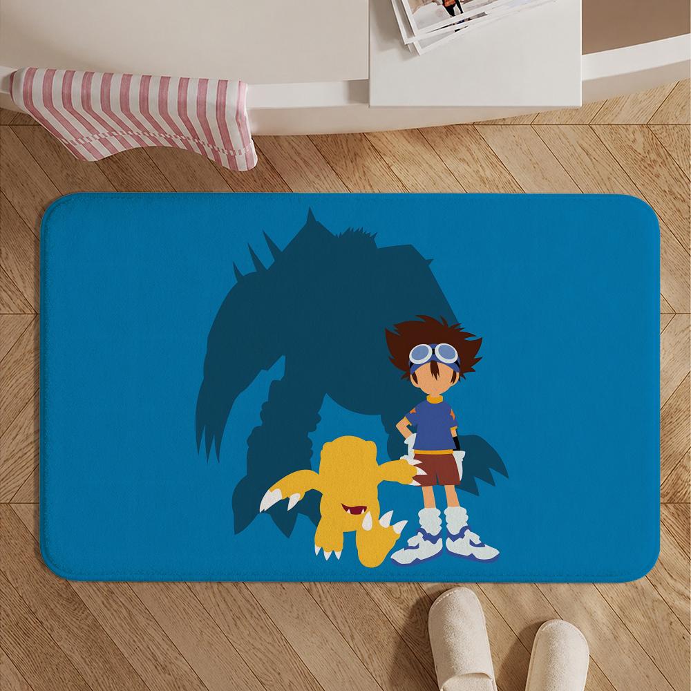Anime-Digimon AdventureS Floor Mat Soft Non-Slip Bath Mat, Bedside Carpet, Absorbent Doormat for Home