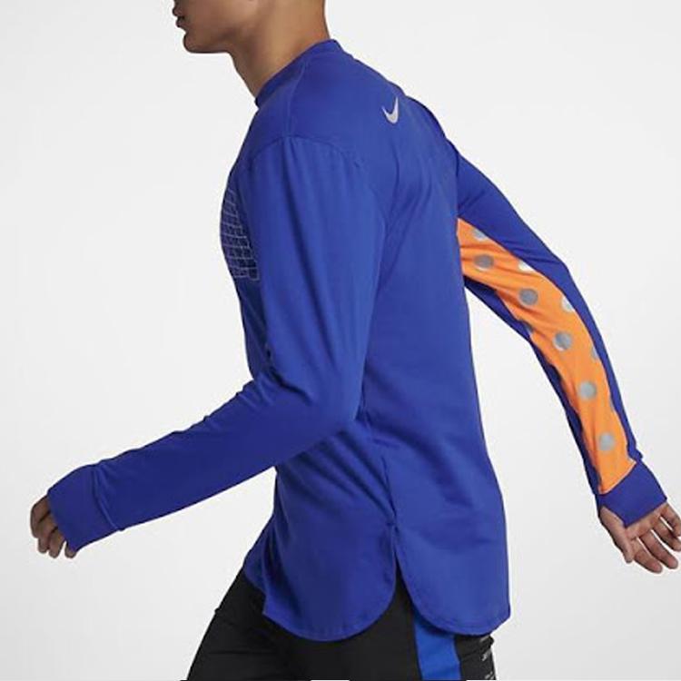 Nike Alphabet Pattern Print Sports Long-Sleeve T-Shirt Men Tops Blue BQ8183-405