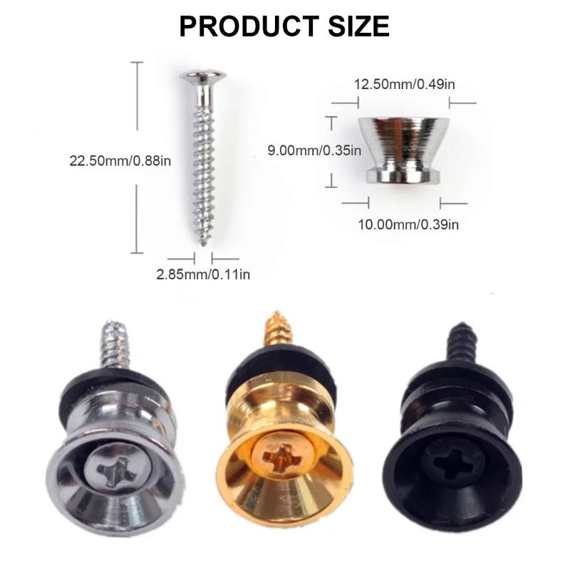 Set of 2 Guitar Strap Safe Locks Elegant Buttons Guitar Accessory Set Iron Texture Electric Guitar Part for Guitar
