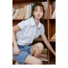 Mishow Women's Shirt 2023 Summer New Blue Stripe Commuter Elegant Bat Sleeves French Style Loose Clothing Tops MXC39C0078