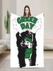 Punk Greens Days Knitted Flannel Music Themed Warm Throw Blanket for Bed Couch or Bedspread Decor