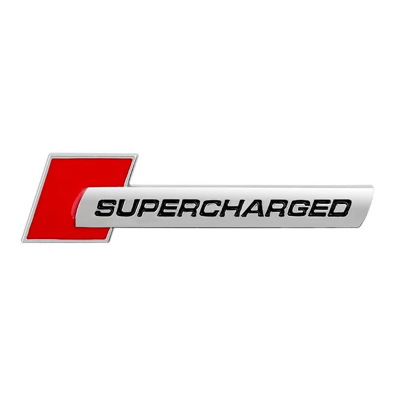 1Pc 3D Metal Letter Metal Supercharged Logo Badge Decal Car Sticker Q7 S Line A6A8D4 B8S6 C5 V6 Supercharged Logo Accessories