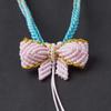 Handmade Fine Braided Fabric Bow Necklace with Pendant for Women