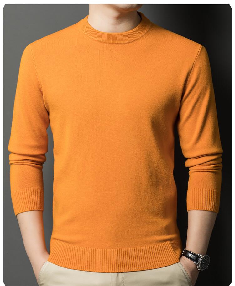 Men's Thick Knit Sweater - Round Neck, Solid Color, 500g, Autumn/Winter