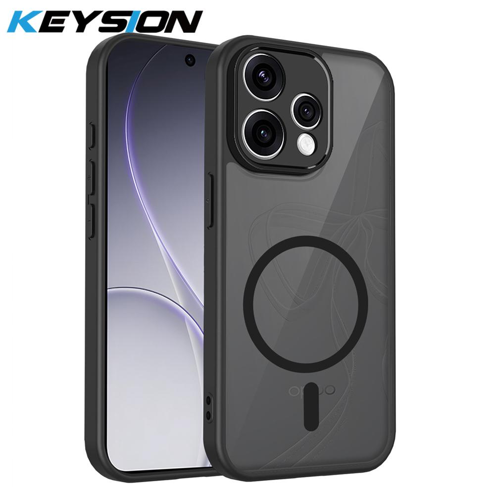 KEYSION Magnetic Phone Case for for OPPO Reno15 Pro Max 5G Silicone+PC Matte Translucent Shockproof Cover for OPPO Reno15 F 5G for OPPO Reno15 5G чёрный