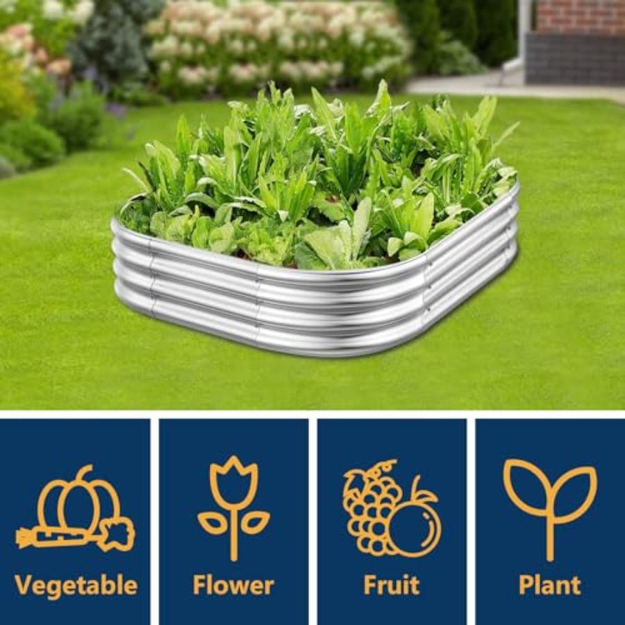 Raised Garden Bed Kit Outdoor 2pcs 3x3x1FT Galvanized Oval Planter Box Large Metal Garden Boxes for Planting Vegetables Fruits