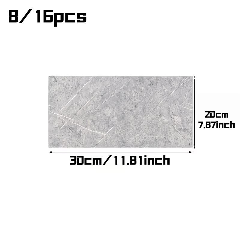 8/16pcs 20x30cm Marble Pattern Wall Sticker Self-Adhesive Waterproof Home Decoration For Living Room Kitchen Pvc Marble Wall
