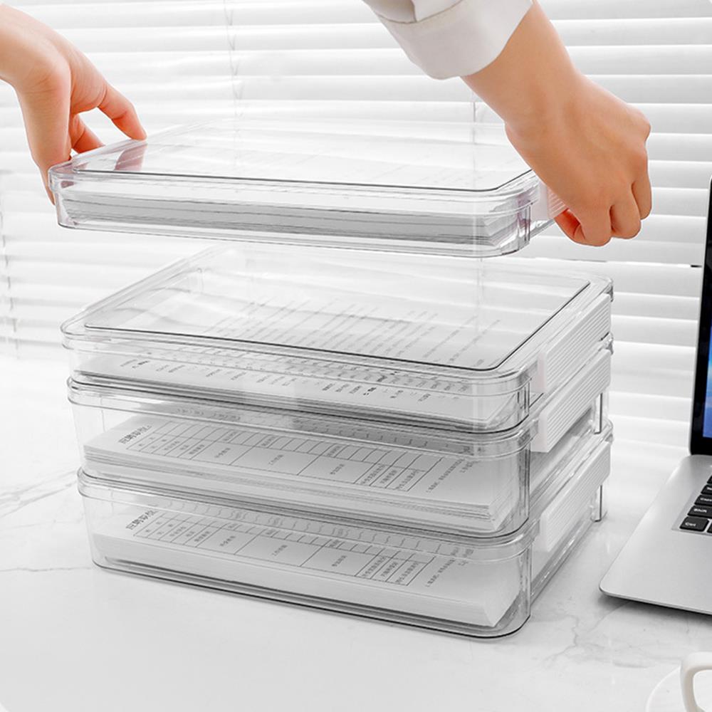 Transparent Desktop File Storage Box With Lid Document Organizer Case Desk Paper Container School Office Supplies Stationery