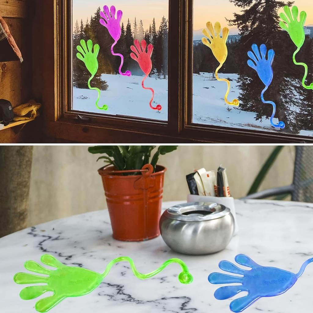 10-30pcs Funny Sticky Hands Toy For Kids Colorful Palm Elastic Sticky Toys Squishy Stress Relief Toys Novelty Gift Party Favors