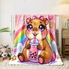 Cute Hamster with Bubble Tea print blanket soft and cozy perfect for the living room bed sofa or a nap,gift