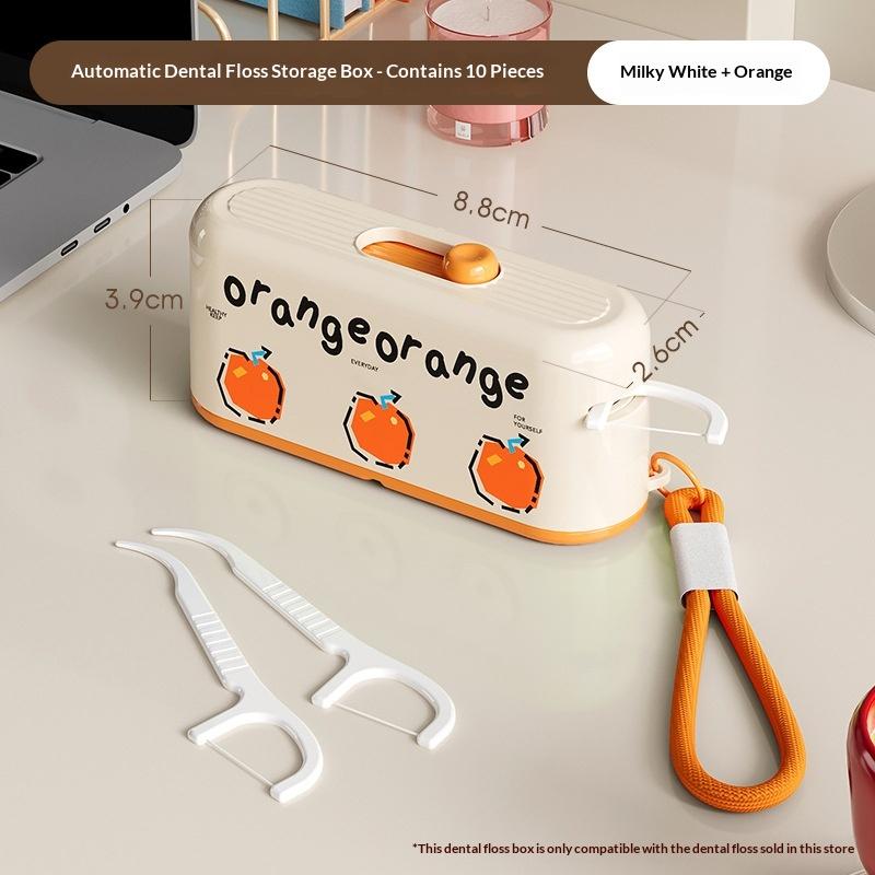 

Portable Floss Dispenser Includes 10Pcs Floss Automatic Dental Floss Storage Box Organiser Oral Care Disposable Flossing Sticks білий