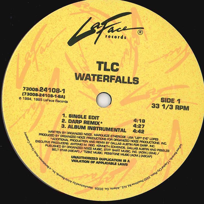

12inch Record TLC - Waterfalls 73008241081 LA FACE 1995 US Rap & Hip-Hop/R&B Used