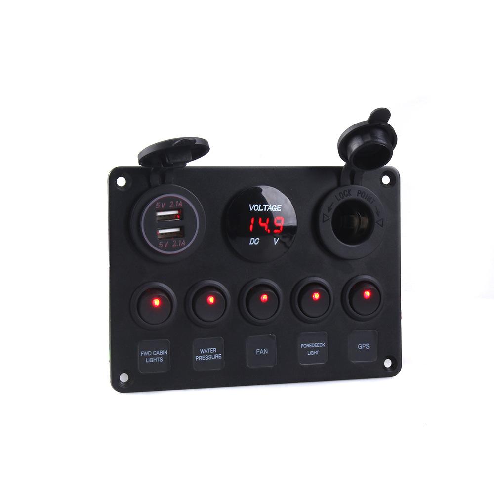 Mașină marină RV barcă modificare voltmetru 12V priză comutator panou 120W mașină LED comutator basculant panou cu USB dual