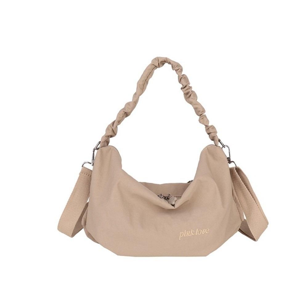 

Leisure Pleated Shoulder Bag Solid Color Women s Handbags Korean Nylon Crossbody Bag Teenagers хаки