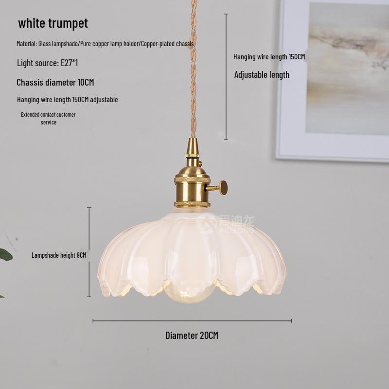 Nordic Retro Brass Glass Pendant Light - Ideal for Bar, Restaurant, Bedside, or Cafe.