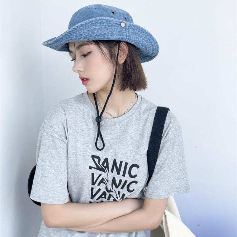 Japanese Outdoor Western Cowboy Fisherman Cap Men Women Summer Travel Mountaineering Fishing Bucket Hats Sun Protection Sun Hat
