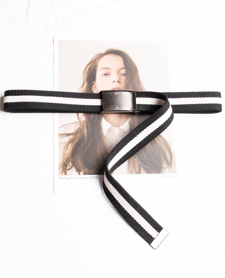 3.2cm Smooth Buckle Striped Canvas Belt - Trendy Korean Style Jeans Accessory for Women
