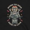Born To Ride Ride To Live Cafe Racer Skull Custom Chopper Vintage Biker Graphic Tee Short-Sleeve Unisex T-Shirt