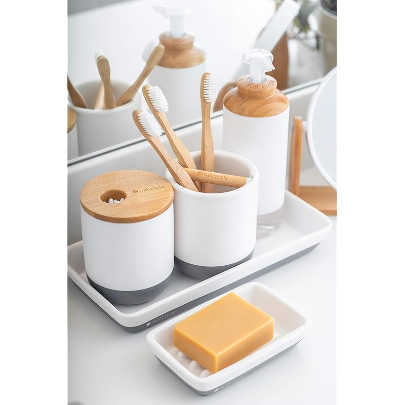 Full Circle Pick Me Up Cotton Swab and Q-Tip Canister, White Cotton Swab and Q-Tip Canister белый