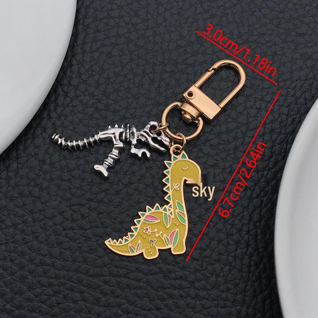 Colorful Dinosaur Alloy Keychain - Drip Oil Design for Men & Women, Cartoon Style Car Pendant