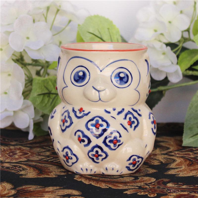 Hand-Painted Pastoral Owl Mug with Handle 