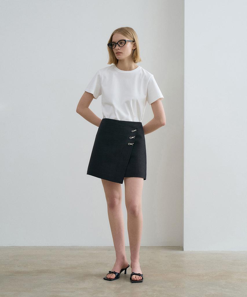 Rene J Tweed Wrap Mini Skirt
