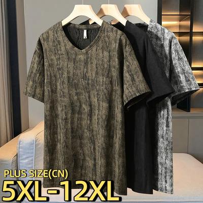 Men's Plus Size Hip Hop Tie-Dye V-Neck T-Shirt Big & Tall Oversized Street Style 5XL-12XL