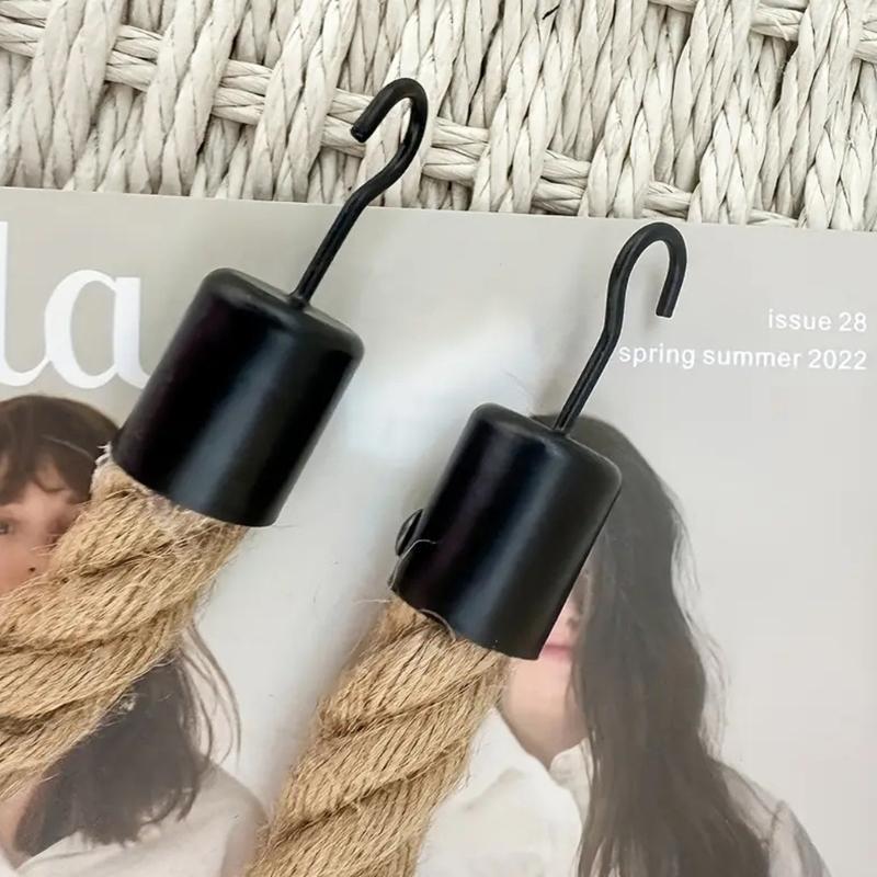 Bathroom Tissue Holder Wall Mounted Rope Toilet Paper Hanger with Metal and Rope Finish, 25 cm Rope Loop for Guest Bath and Small Space Storage