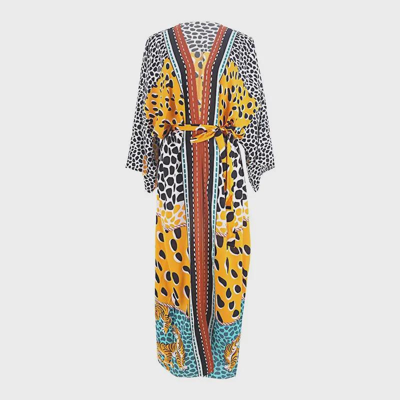 Europäischer & Amerikanischer Baumwolldruck Strand-Cardigan: Bikini Überwurf & Sonnenschutz Oberbekleidung für Badeurlaube