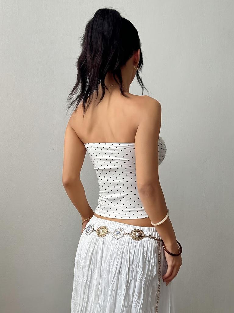 Women's Summer Polka Dot Backless Bandeau Top
