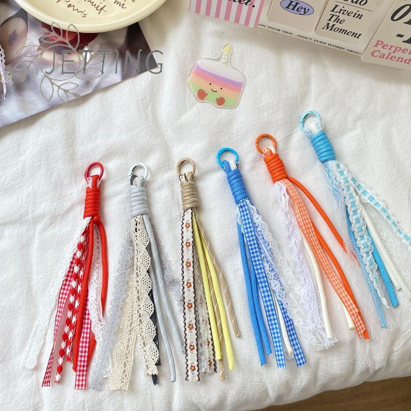 Hot Lace Keychain Braided Rope Charm Pendant Keyring Fashion Simple All-matching Bag Decoration Jewelry Accessories