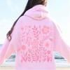 2025 New European Women's Drop Shoulder Ribbed RosaBlumen Hoodie with Printed and Embroidered Options