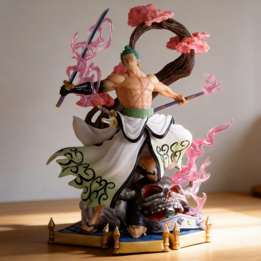 

One Piece Wano Country Series Burning Wind Flowing Wind Demon Swordsman Zoro Statue Boxed Figure 35cm