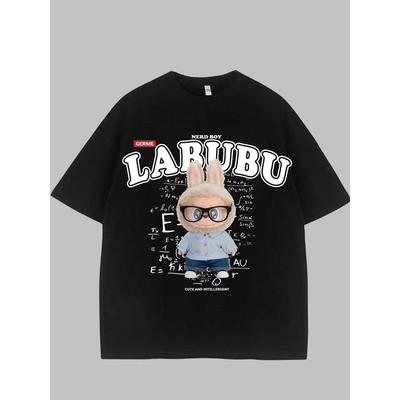 2025 Labubut Shirt Korean Style Fashion Tops Pure Cotton Summer Short Sleeves