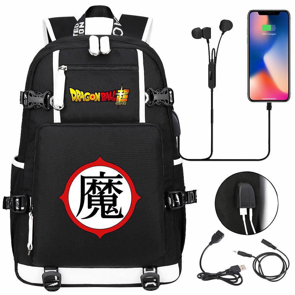 Vegeta Sun Wukong Dragon Ball Ultra USB Headphones Teen Student School Bag Men's and Women's Leisure Travel Backpack